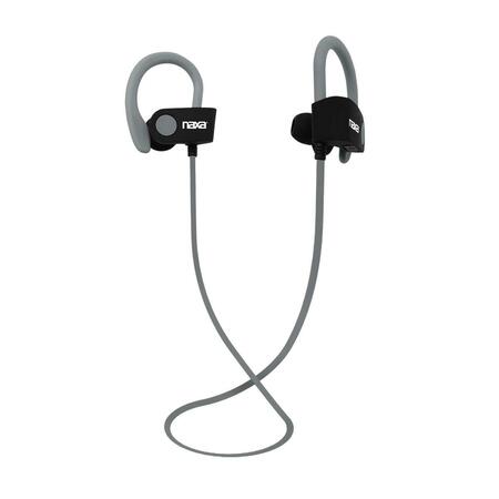 NAXA ELECTRONICS Bluetooth Wireless Sport Earbuds with Ear Hook, Grey NE-961 GRAY